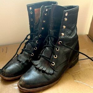 Justin vintage black leather boot